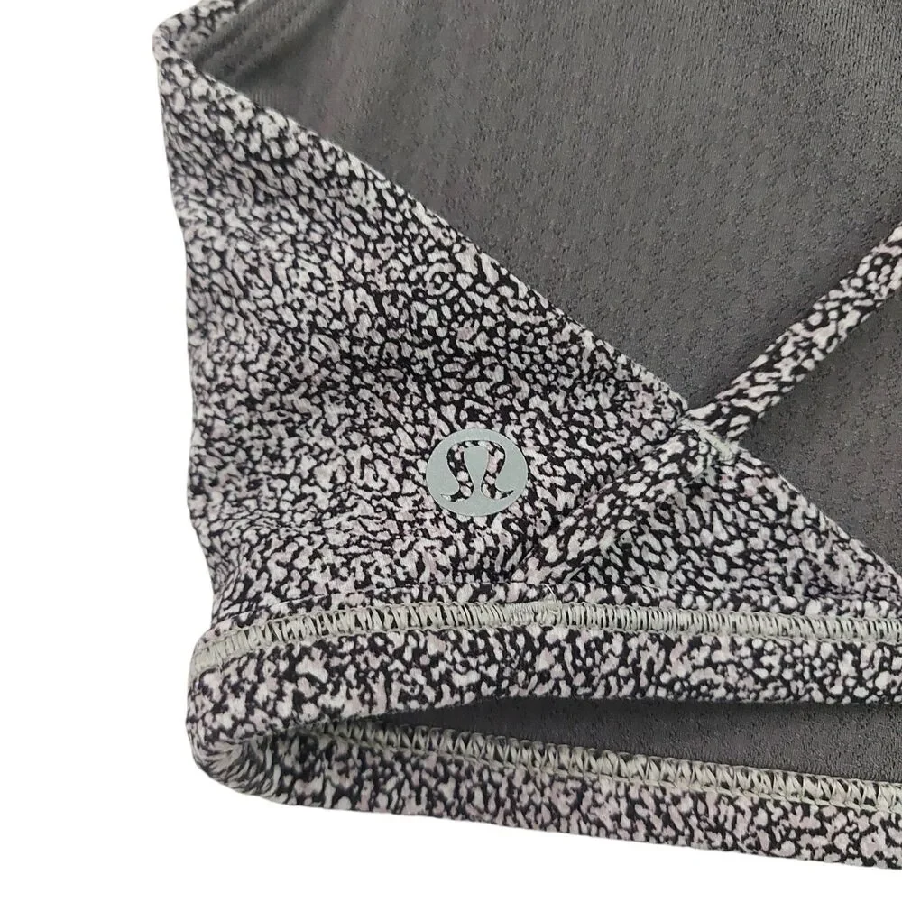 Lululemon Sports Bra Womens 6 Gray Chakra Print Strappy Free To Be Serena Gym